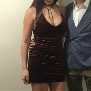 Maroon velvet dress